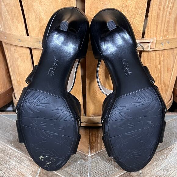 Life Stride Mega Faux Black Leather Pump Heel Peep Toe Dress Sandals Womens 6 - Picture 10 of 11
